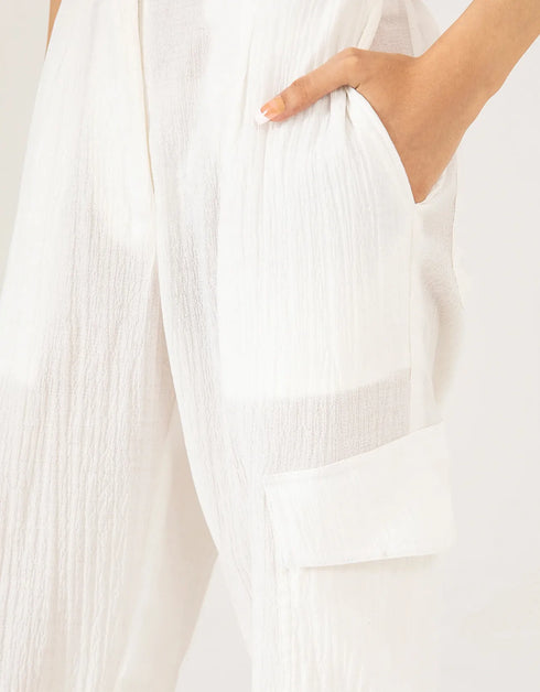 TEXTURED CARGO WIDELEG PANTS